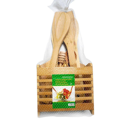 7 Pcs Organic Bamboo Cutlery Set - Wooden Utensil Set